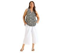 EVANS Curve Cropped Pull On Cotton Trousers - Women's - Plus Size Curve White