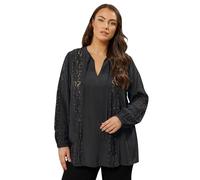 EVANS Curve Cutwork Tie Neck Woven Blouse - Women's - Plus Size Curve Black