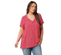 EVANS Curve Dot Print Tie Neck Blouse - Women's - Plus Size Curve Red