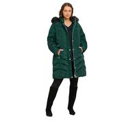 EVANS Curve Faux Fur Trim Padded Parka Coat - Women's - Plus Size Curve Green