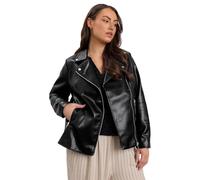 EVANS Curve Faux Leather Biker Jacket - Women's - Plus Size Curve Black