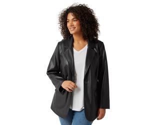 EVANS Curve Faux Leather Blazer - Women's - Plus Size Curve Black