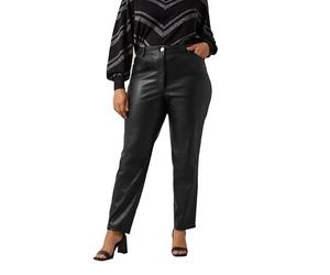 EVANS Curve Faux Leather Trousers - Women's - Plus Size Curve Black