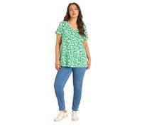 EVANS Curve Floral Pleat Front Top - Women's - Plus Size Curve Green