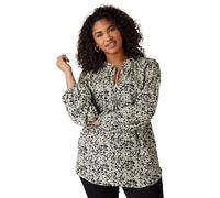 EVANS Curve Floral Print Tie Neck Blouse - Women's - Plus Size Curve Black
