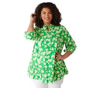 EVANS Curve Floral Tie Neck Blouse - Women's - Plus Size Curve Green