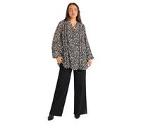 EVANS Curve Floral Tie Neck Chiffon Blouse - Women's - Plus Size Curve Black