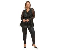 EVANS Curve Foil Polka Dot Wrap Blouse - Women's - Plus Size Curve Black