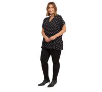 EVANS Curve Frill Neck Dobby Blouse - Women's - Plus Size Curve Black