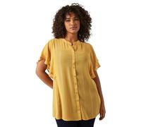 EVANS Curve Frill Sleeve Blouse - Women's - Plus Size Curve Yellow