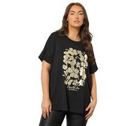 EVANS Curve & Gold Floral Foil Detail Modal Top - Women's - Plus Size Curve
