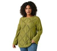 EVANS Curve Green Diamond Pointelle Jumper - Women's - Plus Size Curve