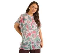 EVANS Curve Green Floral Frill Sleeve Blouse - Women's - Plus Size Curve