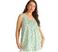 EVANS Curve Green Ikat Print Sleeveless Henley Top - Women's - Plus Size Curve