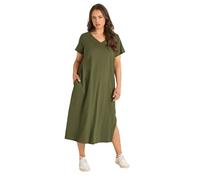 EVANS Curve Green Premium Cotton Dress - Women's - Plus Size Curve