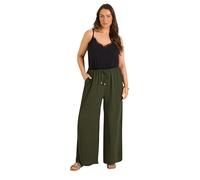 EVANS Curve Green Tie Waist Wide Leg Trousers - Women's - Plus Size Curve