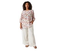 EVANS Curve Ivory Floral Print Textured Top - Women's - Plus Size Curve