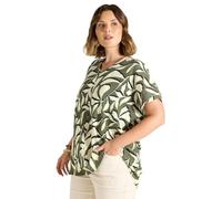 EVANS Curve Khaki Leaf Print Top - Women's - Plus Size Curve