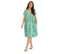 EVANS Curve Leaf Print Midi Dress - Women's - Plus Size Curve Green