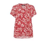 EVANS Curve Leaf Print Notch Neck Blouse - Women's - Plus Size Curve Orange