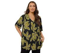 EVANS Curve Leaf Print Pleat Swing Top - Women's - Plus Size Curve Black