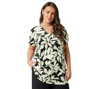 EVANS Curve Leaf Print Swing Top - Women's - Plus Size Curve Black