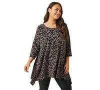 EVANS Curve Leopard Print Hanky Hem Top - Women's - Plus Size Curve Brown