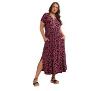 EVANS Curve Leopard Print Metal Trim Midaxi Dress - Women's - Plus Size Curve Pink