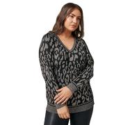 EVANS Curve Leopard Print Metallic Knitted Jumper - Women's - Plus Size Curve Black