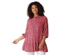 EVANS Curve Leopard Print Tie Neck Blouse - Women's - Plus Size Curve Pink