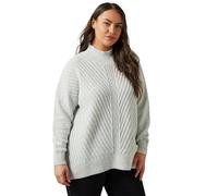 EVANS Curve Light Knitted High Neck Jumper - Women's - Plus Size Curve Grey