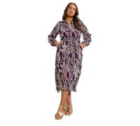 EVANS Curve Linear Print Belted Shirt Dress - Women's - Plus Size Curve Purple