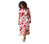 EVANS Curve Linear Print Midi Shirt Dress (Removed - Site Error) - Women's - Plus Size Curve Red