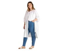 EVANS Curve Linen Longline Tunic Shirt - Women's - Plus Size Curve White
