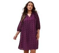 EVANS Curve Long Sleeve Broderie Dress - Women's - Plus Size Curve Purple