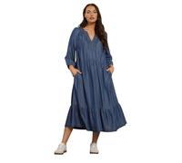 EVANS Curve Lyocell Denim Dress - Women's - Plus Size Curve Blue