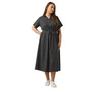 EVANS Curve Lyocell Denim Shirt Dress - Women's - Plus Size Curve Black