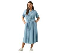 EVANS Curve Lyocell Denim Shirt Dress - Women's - Plus Size Curve Light Blue