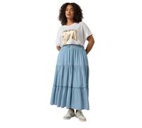 EVANS Curve Lyocell Denim Tiered Skirt - Women's - Plus Size Curve