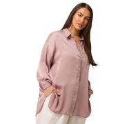 EVANS Curve Metallic Button Through Shirt - Women's - Plus Size Curve Light Pink