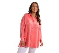 EVANS Curve Metallic Button Through Shirt - Women's - Plus Size Curve Pink