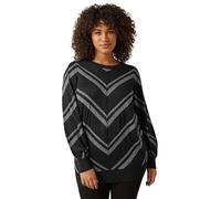 EVANS Curve Metallic Chevron Knitted Jumper - Women's - Plus Size Curve Black
