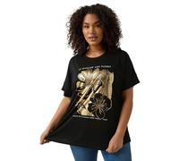 EVANS Curve Metallic Floral Print Modal Rich T-Shirt - Women's - Plus Size Curve Black