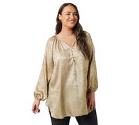 EVANS Curve Metallic Long Sleeve Blouse - Women's - Plus Size Curve Gold