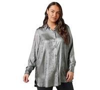 EVANS Curve Metallic Long Sleeve Shirt - Women's - Plus Size Curve Silver