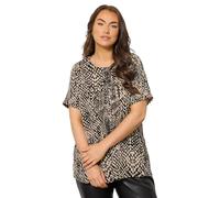 EVANS Curve Natural Animal Markings Jersey Top - Women's - Plus Size Curve Brown