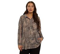 EVANS Curve Natural & Black Animal Print Half Placket Shirt - Women's - Plus Size Curve