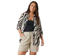 EVANS Curve Natural Brown Linen Drawstring Tie Shorts - Women's - Plus Size Curve