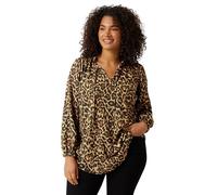 EVANS Curve Natural Leopard Print Crepe Tie Neck Blouse - Women's - Plus Size Curve Brown