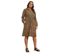 EVANS Curve Natural Leopard Print Shirt Dress - Women's - Plus Size Curve Brown